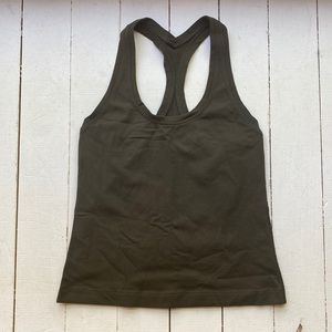 Lululemon army green cropped tank top size 4